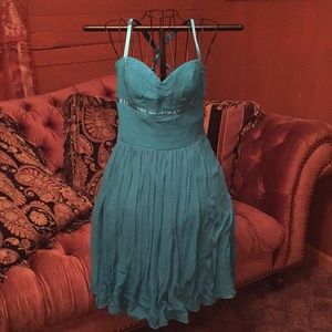 Nicole Miller sheer teal dress